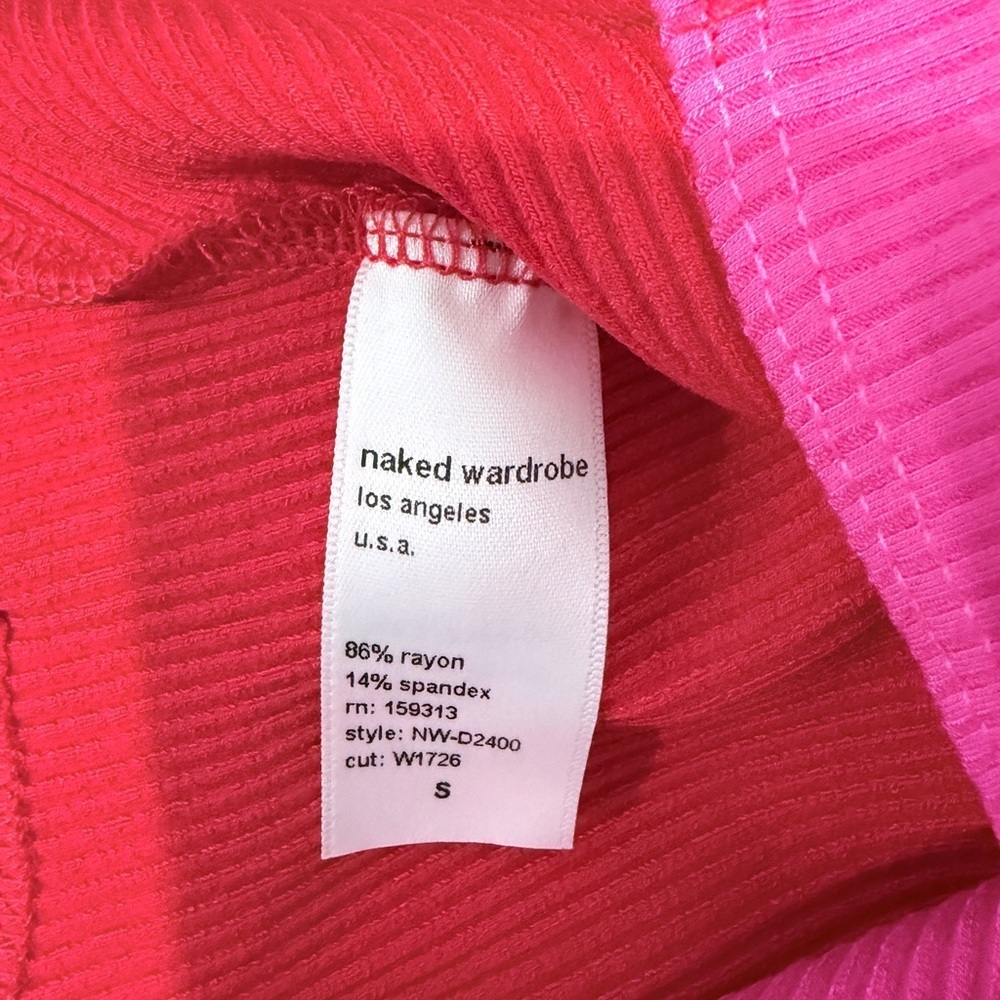 Naked Wardrobe Rib Pink & Red Colorblock Racerback Midi Dress - Picture 7 of 7